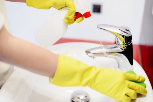 Domestic cleaner working in a Merton family home kitchen