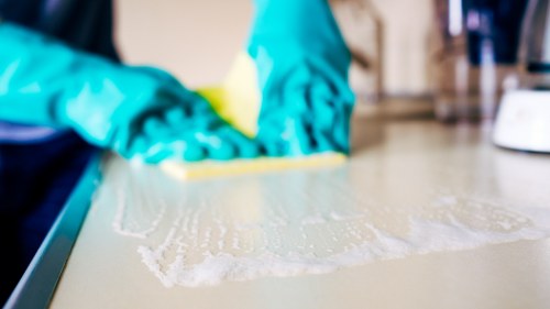 Professional domestic cleaning in a Merton kitchen and living space